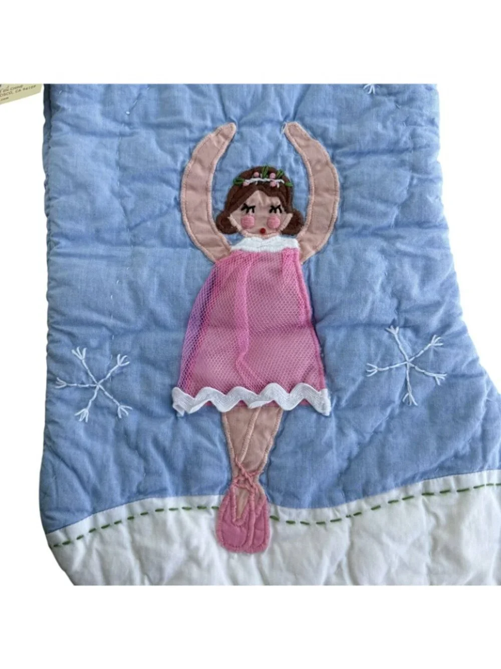 Pottery Barn Kids Quilted Christmas Stocking Ballerina Pink Dress Ballet Gingham